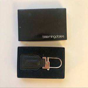 Bloomingdales logo leather key ring